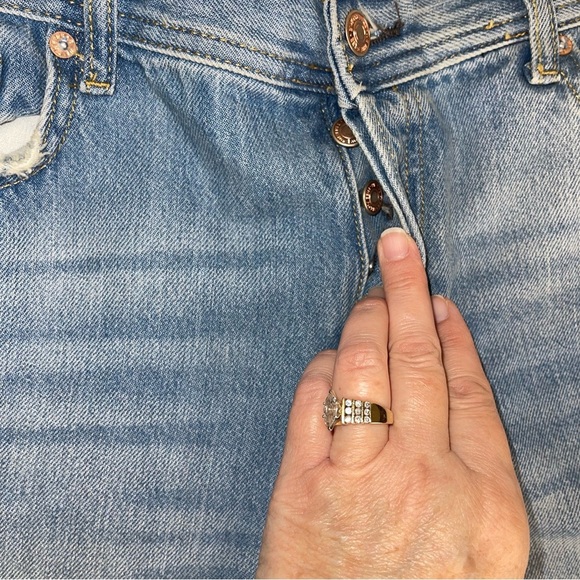 Free People Maggie Mid-Rise Straight-Leg Jeans light stone Wash Sz 26 - Picture 11 of 17